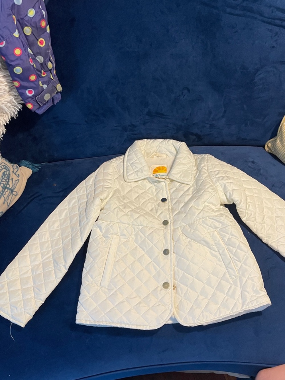 C&C California White Quilted Button-Front Kids Jacket